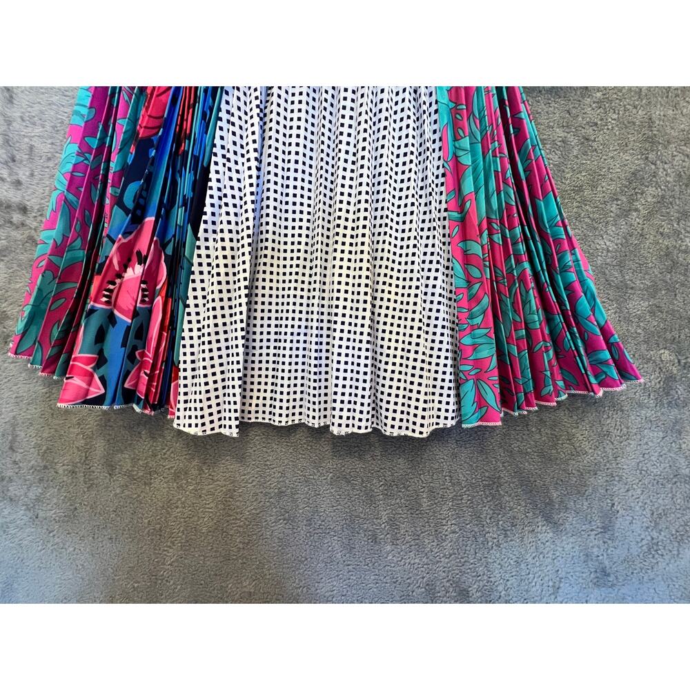 Far Above Rubies Tropical Print Pleated Midi Dress Tie Neck 3/4 Sleeve 3XL - Picture 9 of 9